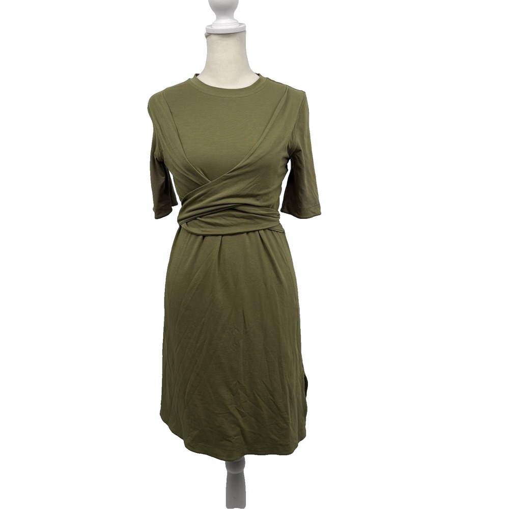 Lululemon Wrap Front T-Shirt Dress Size 4 Green Pima Cotton LW1DWHS